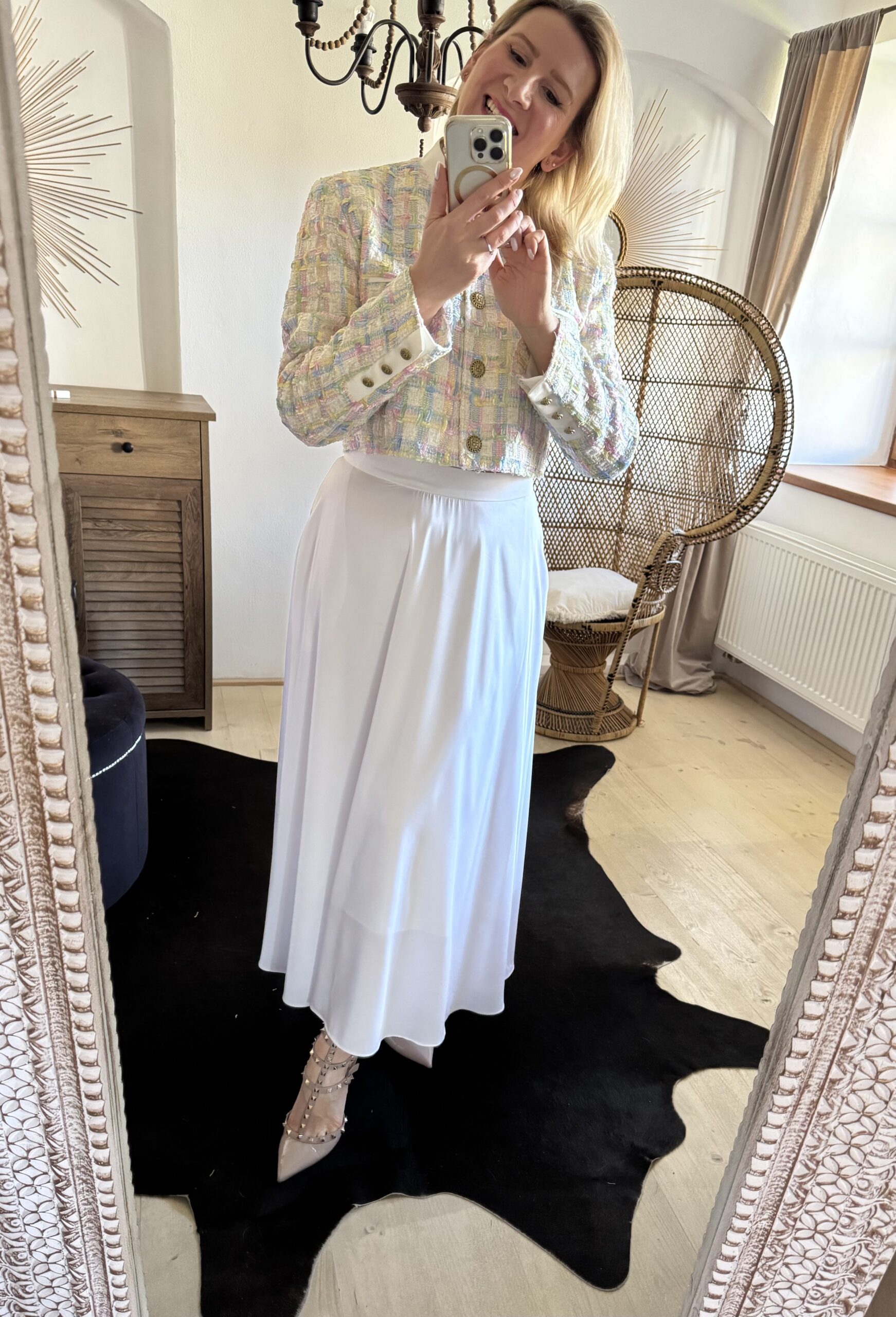 SUKNĚ S HEDVÁBÍM NĚŽNOST V BÍLÉ - Obrázek 5