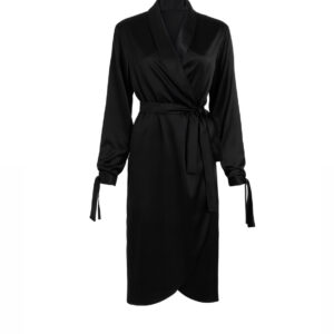 HEDVÁBNÉ ZAVINOVACÍ ŠATY V ČERNÉ