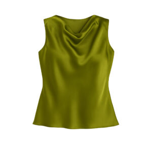 HEDVÁBNÝ TOP SE ŠIROKÝMI RAMÍNKY V OLIVOVÉ