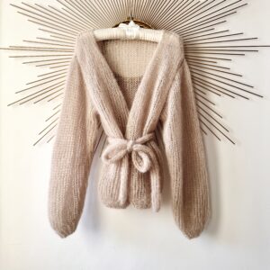CARDIGAN MOHER S HEDVÁBÍM ZRNKO NĚHY v béžové