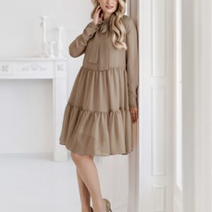 HEDVÁBNÉ ŠATY MABEL S MAŠLÍ MOONLIGHT SAND