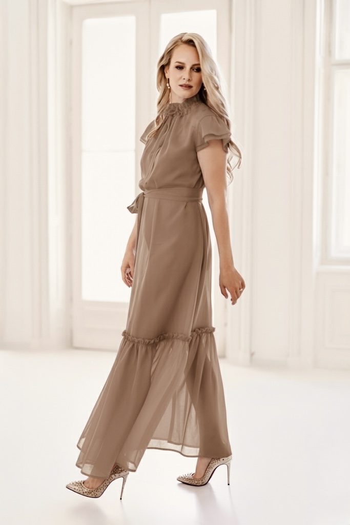 HEDVÁBNÉ ŠATY FLORANCE MOONDLIGHT SAND