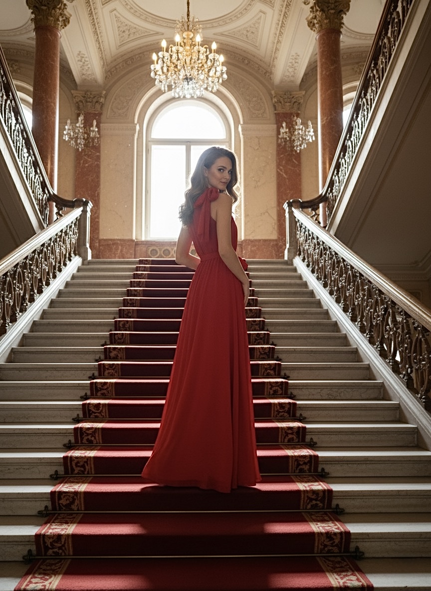 HEDVÁBNÉ ŠATY NYMPHA S MAŠLÍ ČERVENÉ - Obrázek 2