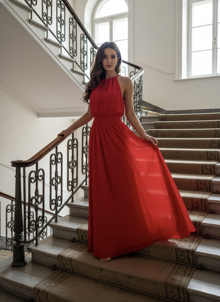 HEDVÁBNÉ ŠATY ZOE V ČERVENÉ - Obrázek 2