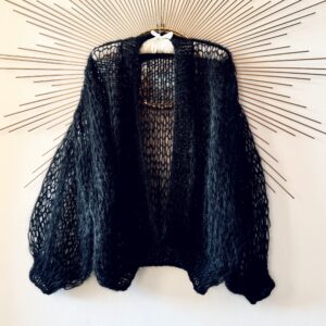 LEHOUČKÝ MOHEROVÝ CARDIGAN V ČERNÉ