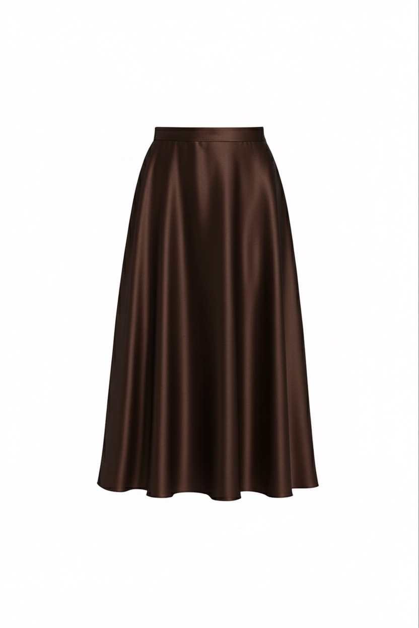 SUKNĚ S HEDVÁBÍM NĚŽNOST ESPRESSO